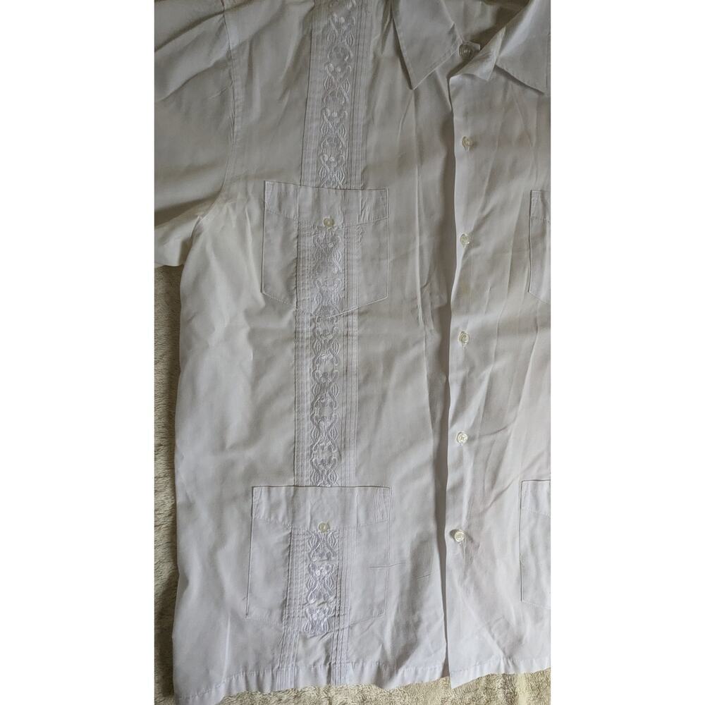 PLATOON Guayabera‎ Pleated Button Down Short Sleeve Shirt XL - Picture 2 of 10